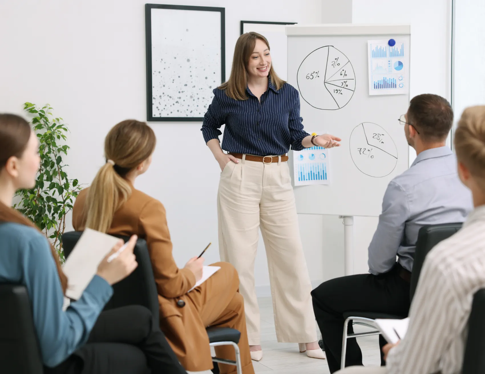Werkgever geeft presentatie voor werknemers