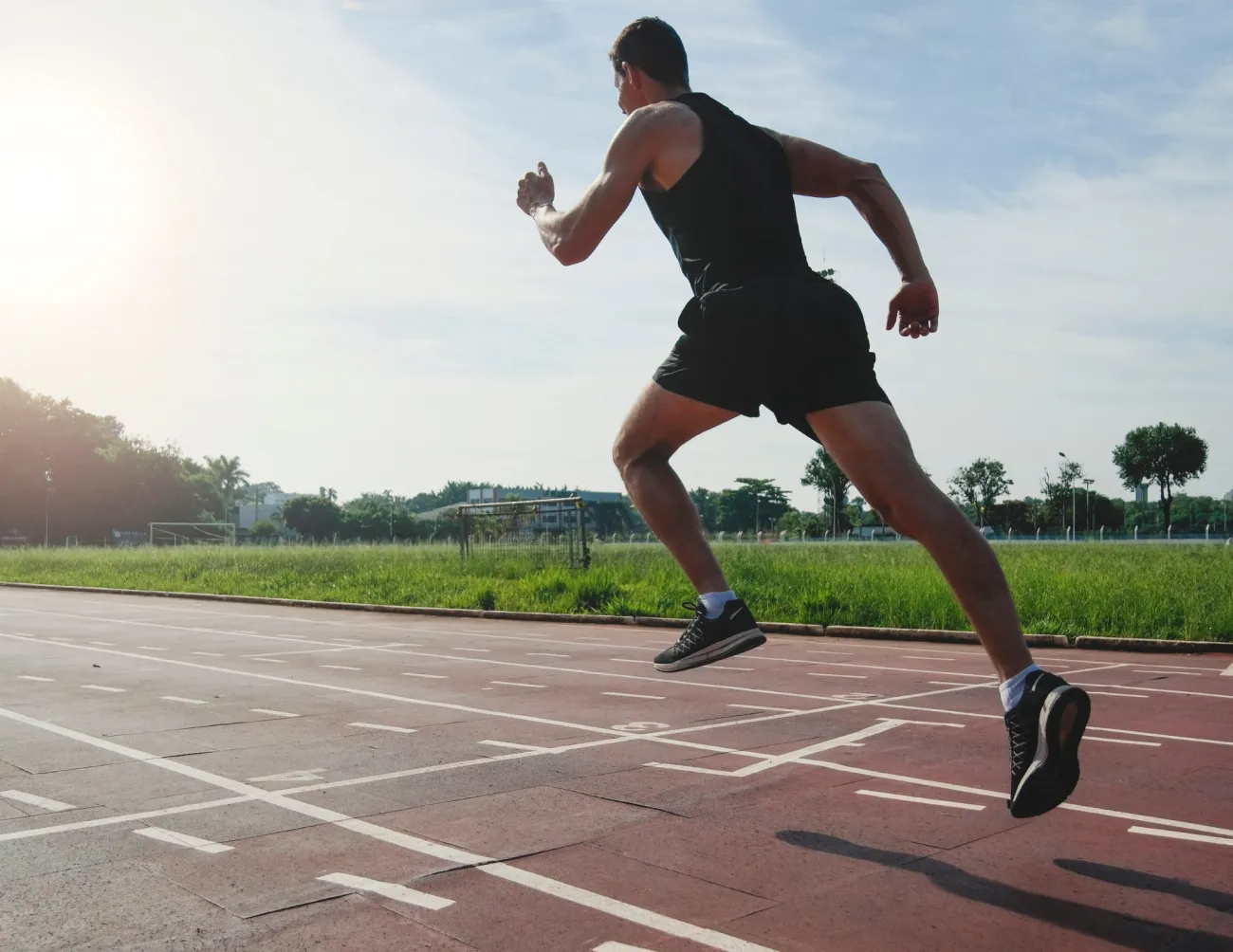 Ateletiekbaan met sporter